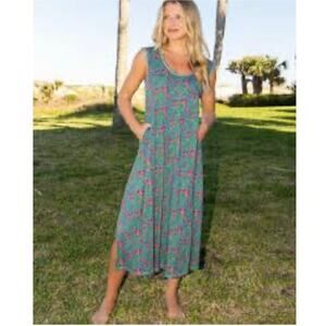 NWT Natural Life Hangout Cotton Midi Dress Sz. XS Pockets Oversized Green Teal